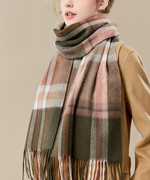 Warm Winter Scarf, Cold Weather Scarf, Soft Cashmere Scarf for Women, Checked Scarf Winter Wool Scarf, Elegant Wool Scarves, Holiday Scarf, Fashion Scarf, Christmas Gifts for Her-LargePaintingArt.com