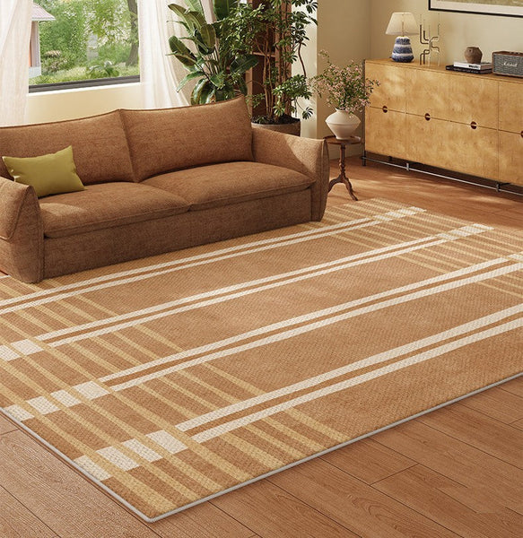 Geometric Modern Rugs for Dining Room, Large Modern Rugs for Living Room, Bedroom Modern Rugs, Cream Color Contemporary Modern Rugs-LargePaintingArt.com