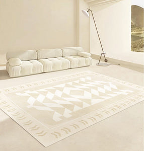 Mid Century Modern Rugs Next to Bed, Modern Rugs for Dining Room, Soft Contemporary Rugs for Bedroom, Cream Modern Carpets for Living Room-LargePaintingArt.com