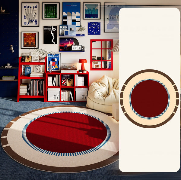 Simple Modern Floor Rugs Next to Bed, Geometric Round Rugs for Small House, Circular Modern Rugs for Dining Room, Contemporary Floor Carpets for Apartment