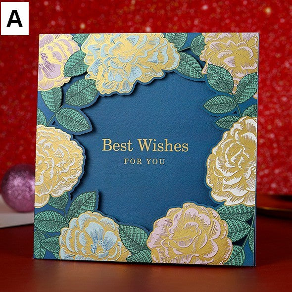 Blue Flower Greeting Cards, Beautiful Greeting Cards to Friends, Creative Birthday Greeting Card, Original Handmade Greeting Cards-LargePaintingArt.com