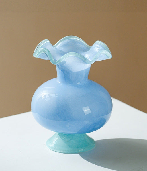 Unique Modern Glass Vase, Contemporary Vase for Modern Home Decor, Modern Glass Flower Vases, Handmade Liuli Vases, Centerpiece Vases on Table-LargePaintingArt.com