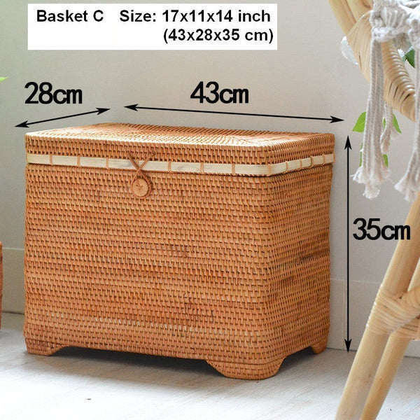 Storage Baskets for Bedroom, Large Laundry Storage Basket for Clothes, Rectangular Storage Basket, Rattan Baskets, Storage Baskets for Shelves-LargePaintingArt.com