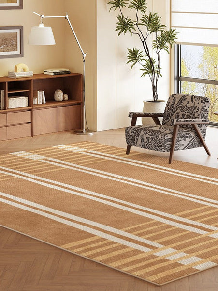 Geometric Modern Rugs for Dining Room, Large Modern Rugs for Living Room, Bedroom Modern Rugs, Cream Color Contemporary Modern Rugs-LargePaintingArt.com