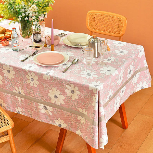 Kitchen Rectangular Table Covers, Square Tablecloth for Round Table, Modern Table Cloths for Dining Room, Farmhouse Cotton Table Cloth, Wedding Tablecloth-LargePaintingArt.com