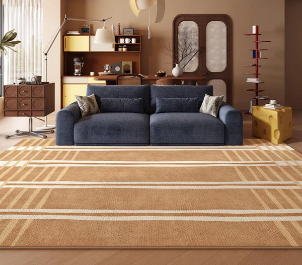 Geometric Modern Rugs for Dining Room, Large Modern Rugs for Living Room, Bedroom Modern Rugs, Cream Color Contemporary Modern Rugs-LargePaintingArt.com