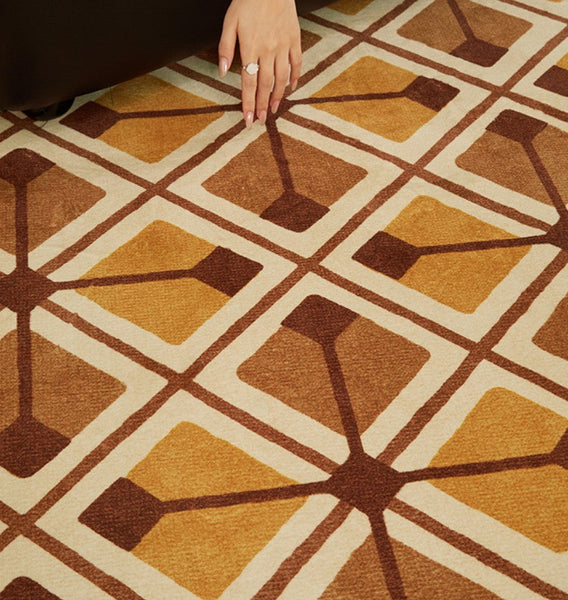 Bedroom Modern Round Rugs, Dining Room Contemporary Round Rugs, Modern Rug Ideas for Living Room, Circular Modern Rugs under Chairs-LargePaintingArt.com