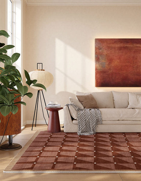 Modern Living Room Rug Ideas, Modern Rugs for Dining Room, Mid Century Modern Rugs Next to Bed, Thick Contemporary Rugs for Bedroom-LargePaintingArt.com