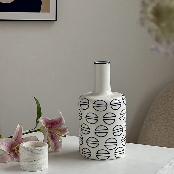 Modern Porcelain Flower Vases, Water Holding Flower Vases, Ceramic Bud Vases, Centerpiece for Dining Table, Small Flower Vases on Table-LargePaintingArt.com