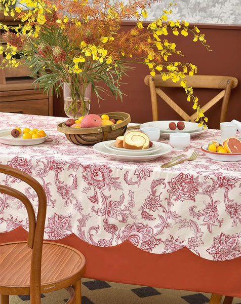 Extra Large Rectangle Tablecloth for Dining Room Table, Country Farmhouse Tablecloth, Flowers Pattern Rustic Table Covers for Kitchen, Square Tablecloth for Round Table-LargePaintingArt.com