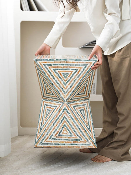 Contemporary Small Sofa Side Table, Shell Small Side Table, Unique Small End Table, Portable Casual Side Table, Creative Coffee Table-LargePaintingArt.com