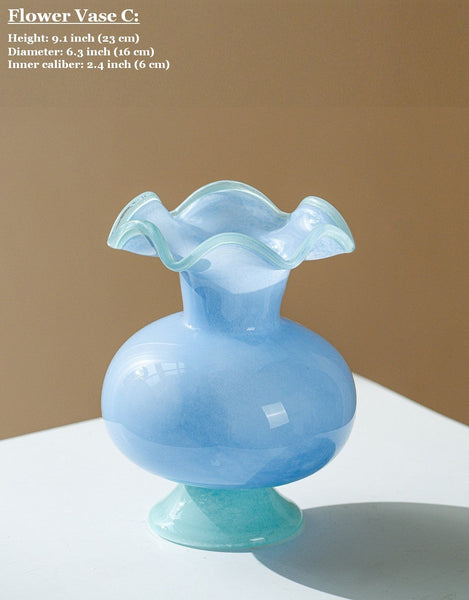 Unique Modern Glass Vase, Contemporary Vase for Modern Home Decor, Modern Glass Flower Vases, Handmade Liuli Vases, Centerpiece Vases on Table-LargePaintingArt.com