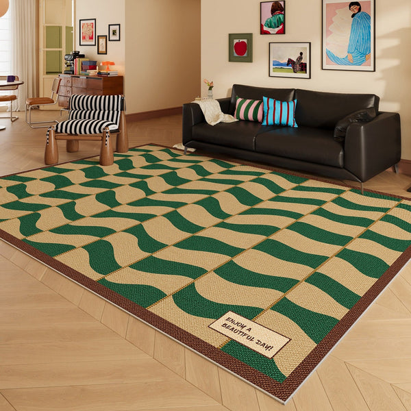 Colorful Modern Rugs for Dining Room, Modern Living Room Rug Ideas, Mid Century Modern Rugs, Geometric Contemporary Area Rugs-LargePaintingArt.com