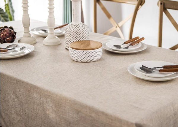 Cotton and Linen Tablecloth for Home Decoration, Large Rectangle Table Cover for Dining Room Table, Modern Table Cloth, Square Tablecloth for Round Table-LargePaintingArt.com