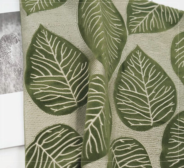 Contemporary Modern Sofa Pillows, Green Leaves Square Modern Throw Pillows for Couch, Simple Decorative Throw Pillows, Large Throw Pillow for Interior Design-LargePaintingArt.com