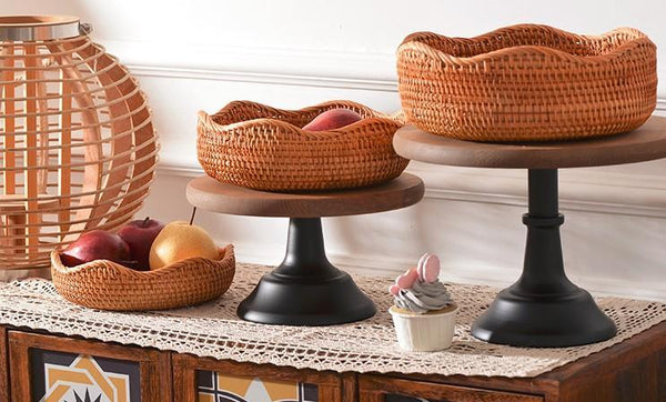 Woven Round Storage Baskets, Rattan Storage Baskets, Storage Baskets for Kitchen, Pantry Storage Baskets-LargePaintingArt.com