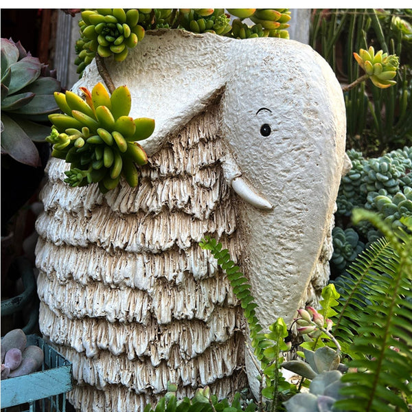 Unique Garden Flowerpot, Large Elephant Flowerpot, Resin Statue for Garden, Modern Animal Statue for Garden Ornaments, Villa Outdoor Decor Gardening Ideas-LargePaintingArt.com