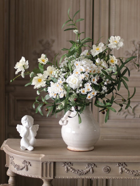 Real Touch Artificial Floral for Living Room, Large Bunch of Daisy and Rose Branch, Beautiful Spring Flower Arrangement for Home Decoration, Table Centerpiece-LargePaintingArt.com