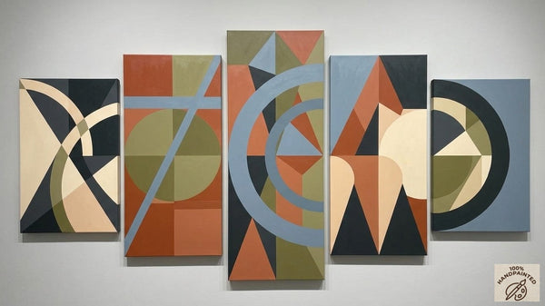 Large Canvas Paintings for Living Room, Geometric Modern Art, Contemporary Abstract Painting, Hand Painted Acrylic Artwork-LargePaintingArt.com