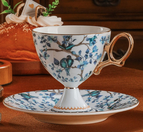 Ceramic Tea Cup and Saucer in Gift Box, British Tea Cup set, Elegant Ceramic Coffee Cups, Creative Porcelain Tea Cup Set and Saucer-LargePaintingArt.com