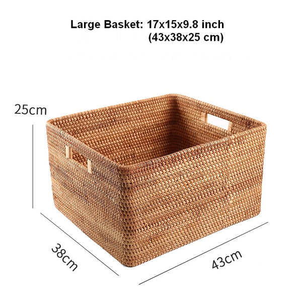 Large Storage Basket for Living Room, Kitchen Storage Baskets, Woven Storage Basket for Shelves, Rattan Storage Baskets for Toys-LargePaintingArt.com
