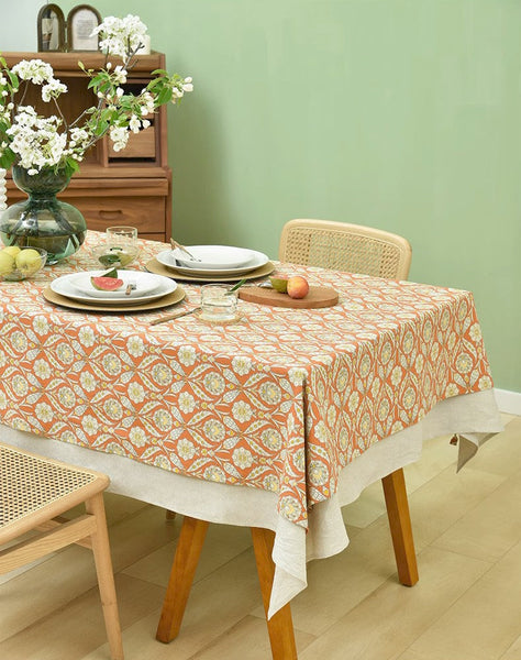 Modern Square Tablecloth, Bohemia Oriental Bilayer Tablecloths, Country Farmhouse Tablecloth for Round Table, Large Rectangle Table Covers for Dining Room Table, Rustic Table Cloths for Kitchen-LargePaintingArt.com