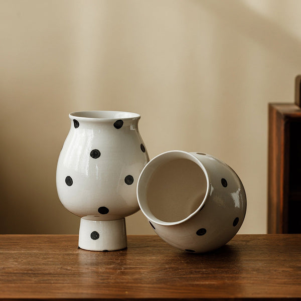 Ceramic Bud Vases, Small Flower Vases on Table, Handmade Water Holding Flower Vase, Modern Porcelain Flower Vases-LargePaintingArt.com