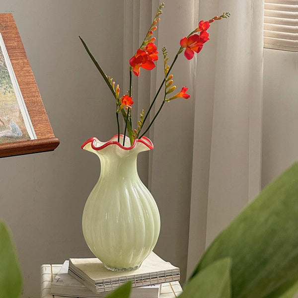 French Vintage Glass Flower Vases, Glass Bud Vases, Flower Vases on Table, Handmade Water Holding Flower Vases-LargePaintingArt.com