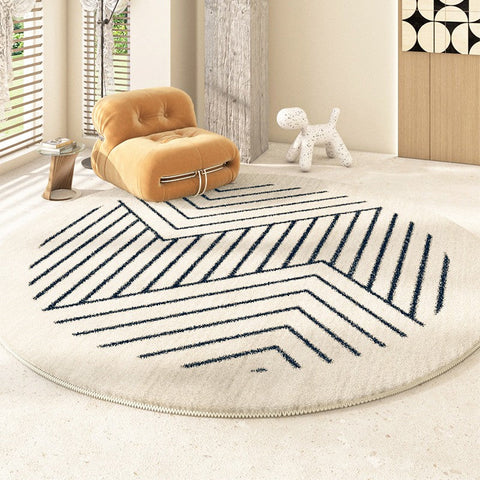 Thick Round Rugs for Dining Room, Abstract Contemporary Round Rugs for Bedroom, Geometric Modern Rug Ideas for Living Room-LargePaintingArt.com