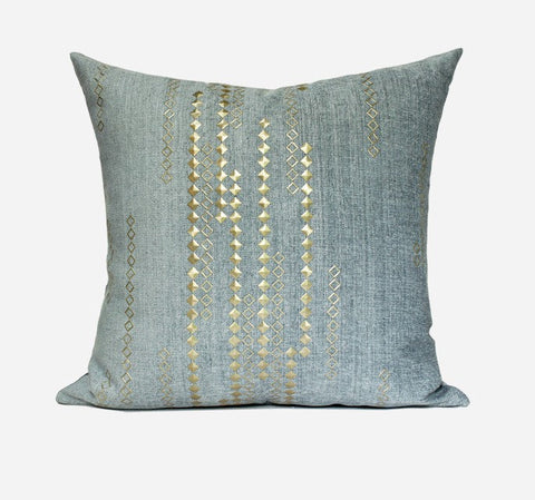 Grey Blue Decorative Throw Pillow for Couch, Large Square Pillows, Modern Sofa Pillows, Simple Modern Throw Pillows for Couch-LargePaintingArt.com