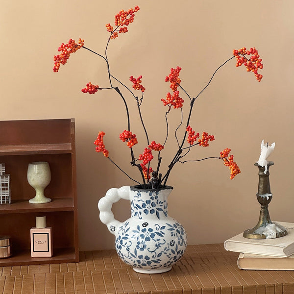 Handmade Water Holding Flower Vases, Rustic Porcelain Flower Vases, Ceramic Bud Vases, Small Flower Vases on Table-LargePaintingArt.com