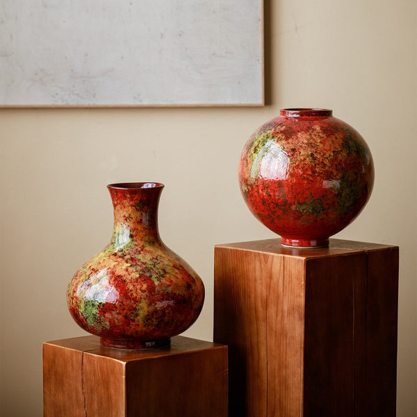 Large Pottery Flower Vases, Handmade Water Holding Flower Vases, Modern Bouquet Flower Vases, Centerpiece on Dining Table, Flower Vase on Table-LargePaintingArt.com