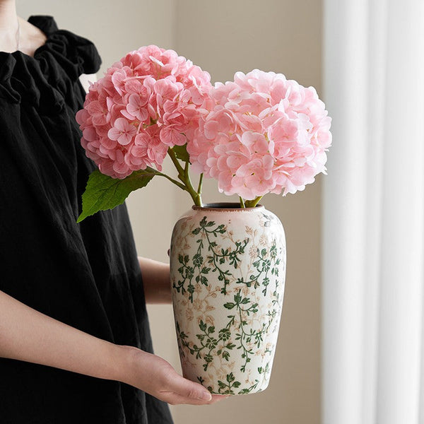 Porcelain Flower Vases, Rustic Flower Vases on Table, Dining Table Centerpiece, Ceramic Bouquet Vases, Handmade Water Holding Flower Vase-LargePaintingArt.com