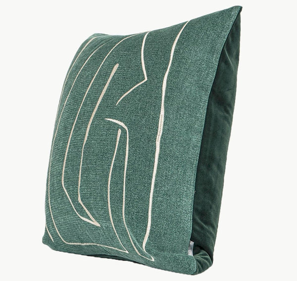 Abstract Green Decorative Throw Pillows, Geometric Square Modern Throw Pillows for Couch, Large Contemporary Throw Pillow for Interior Design-LargePaintingArt.com