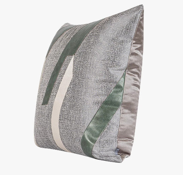 Grey Green Abstract Contemporary Throw Pillow for Living Room, Decorative Throw Pillows for Couch, Large Modern Sofa Throw Pillows-LargePaintingArt.com