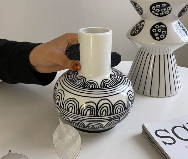 Rustic Porcelain Flower Vases, Handmade Water Holding Flower Vases, Ceramic Bud Vases, Small Flower Vases on Table-LargePaintingArt.com