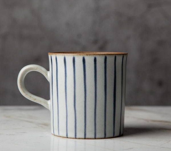 Pottery Tea Cup, Large Capacity Coffee Cup, 10 oz Cappuccino Coffee Mug, Handmade Pottery Coffee Cup-LargePaintingArt.com