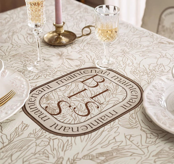 French Style Tablecloth for Dining Table, Beautiful Table Cover for Dining Room Table, Modern Rectangle Tablecloth for Oval Table-LargePaintingArt.com