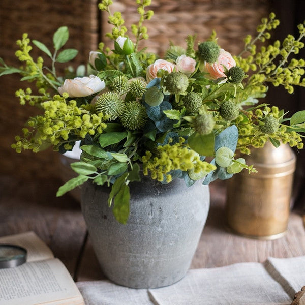 Spring Flower Arrangement for Living Room, Ranunculus Asiaticus, Globe Amaranth, Botany Plants, Beautiful Modern Flower Arrangement Ideas for Home Decoration-LargePaintingArt.com