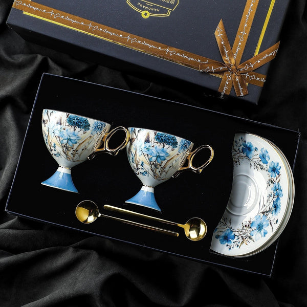 Elegant Ceramic Coffee Cup with Saucer, British Tea Cup set, Ceramic Tea Cup and Saucer Set in Gift Box, Porcelain Tea Cup Set and Saucer Set-LargePaintingArt.com