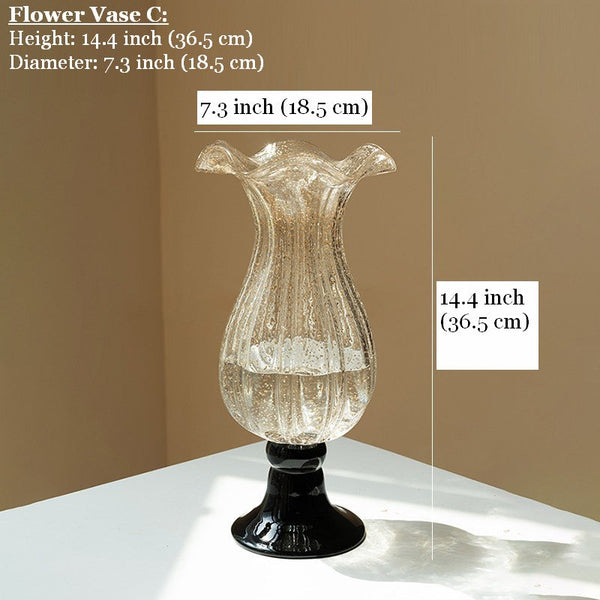 Mid Century Vases for Flowers, Contemporary Glass Vases, Handmade Modern Vases for Living Room, Unique Decorative Glass Vase, Centerpiece Vases on Table-LargePaintingArt.com