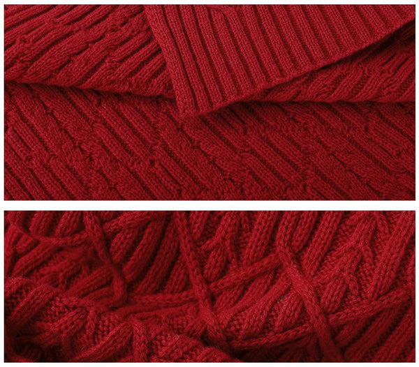 Business Wool Scarf for Gentleman, Casual Scarf Men, Men's Wool Scarf Winter, Thick Wool Scarf, Men's Winter Scarf, Formal Men Scarf Styles, Red Fashion Scarf-LargePaintingArt.com