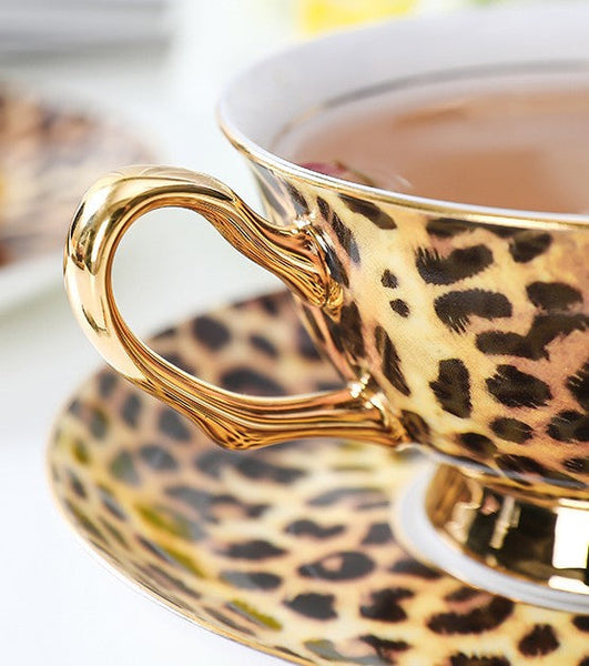 Creative Porcelain Tea Cup Saucer Set, Modern Ceramic Cups, 7.8 oz Ceramic Coffee Cups, Unique Tea Cup and Saucer in Gift Box-LargePaintingArt.com