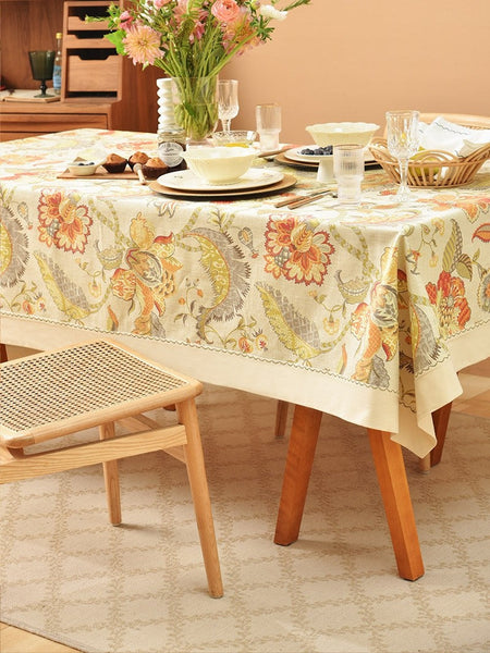 Extra Large Rectangle Tablecloth for Dining Room Table, Country Farmhouse Tablecloth, Square Tablecloth for Round Table, Rustic Table Covers for Kitchen-LargePaintingArt.com