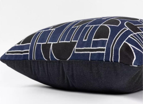 Abstract Decorative Throw Pillows, Geomeric Contemporary Pillows, Blue Square Modern Throw Pillows for Couch, Large Simple Throw Pillow for Interior Design-LargePaintingArt.com