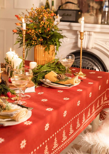 Extra Large Modern Rectangular Tablecloth for Dining Room Table, Christmas Edelweiss Table Covers, Square Tablecloth for Kitchen, Large Tablecloth for Round Table-LargePaintingArt.com