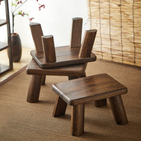Dining Table Stool, Shoe-changing Stool, Solid Wood low Stool, Paulownia Wood Stool, Children's Wooden Stool, Sofa Stool-LargePaintingArt.com