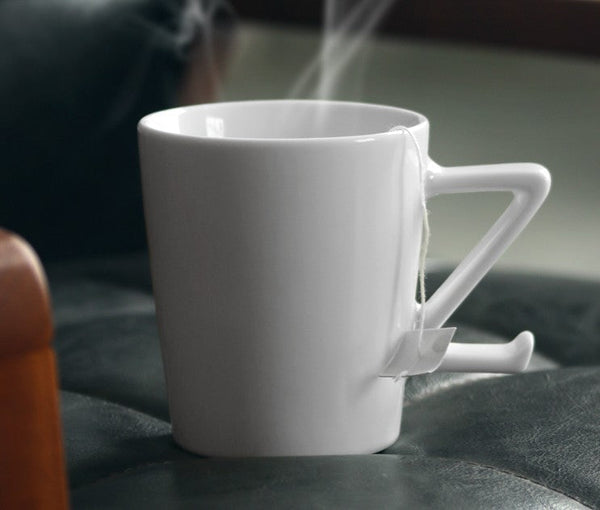 Modern Handmade Pottery Coffee Cup, Creative White Ceramic Coffee Mugs, Large Unique Tea Cup, Large Capacity Coffee Cups-LargePaintingArt.com