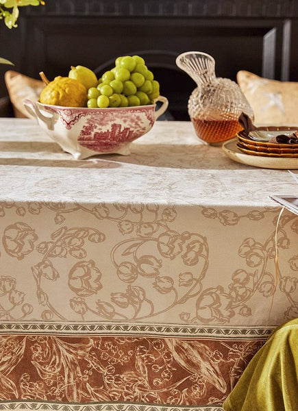 Extra Large Modern Rectangular Tablecloth for Dining Room Table, Flower Farmhouse Table Covers, Square Tablecloth for Round Table, Mid Century Tablecloth for Living Room-LargePaintingArt.com