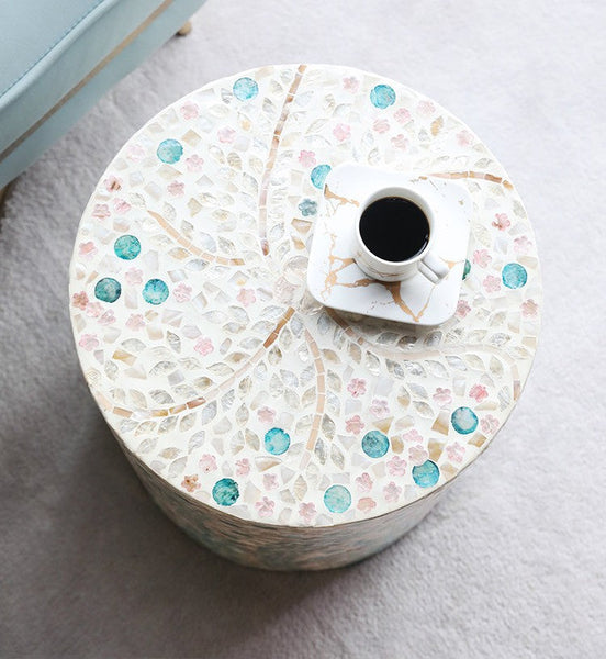 Contemporary Small Sofa Side Table, Portable Casual Side Table, Creative Coffee Table, Shell Small Side Table, Unique Small End Table-LargePaintingArt.com